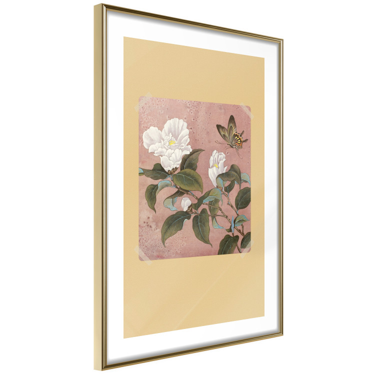 Wall Poster Azalea Flower - white petals among green leaves and a colorful butterfly 117607 additionalImage 6