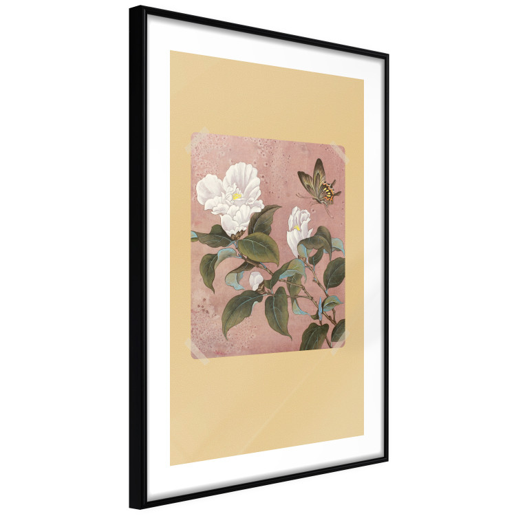 Wall Poster Azalea Flower - white petals among green leaves and a colorful butterfly 117607 additionalImage 11