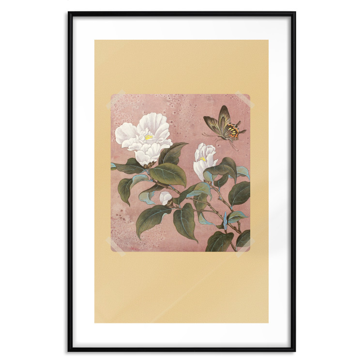 Wall Poster Azalea Flower - white petals among green leaves and a colorful butterfly 117607 additionalImage 15