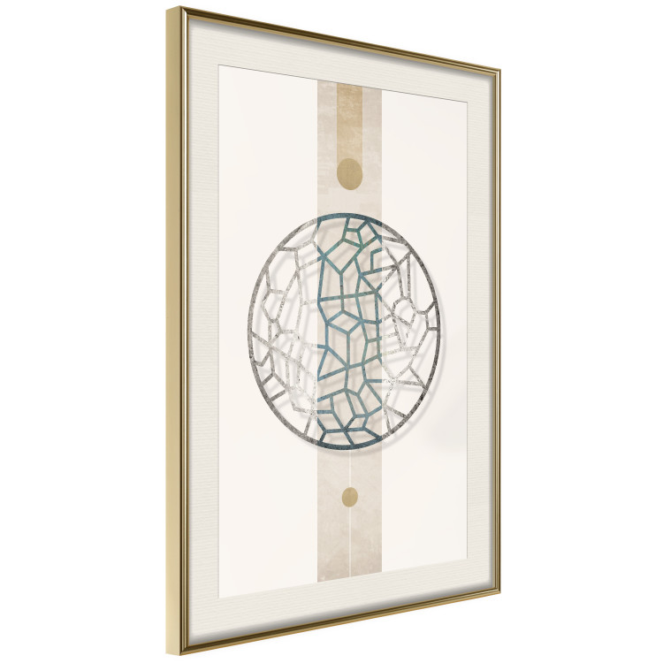 Wall Poster Network of Events - geometric abstraction with an openwork circle on a beige background 117907 additionalImage 2