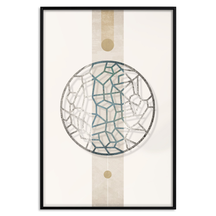 Wall Poster Network of Events - geometric abstraction with an openwork circle on a beige background 117907 additionalImage 17
