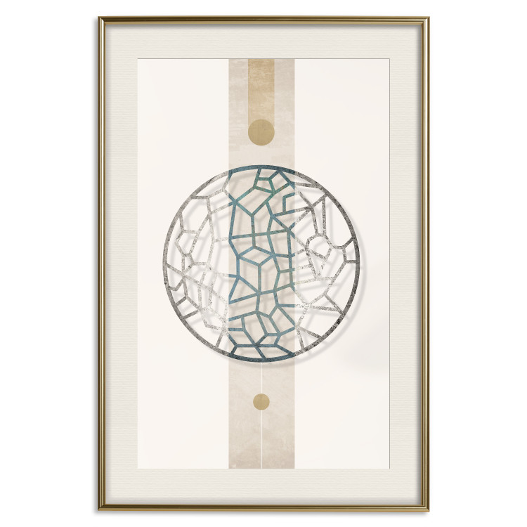 Wall Poster Network of Events - geometric abstraction with an openwork circle on a beige background 117907 additionalImage 27