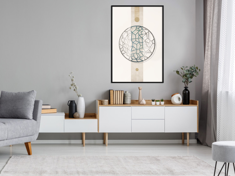 Wall Poster Network of Events - geometric abstraction with an openwork circle on a beige background 117907 additionalImage 5