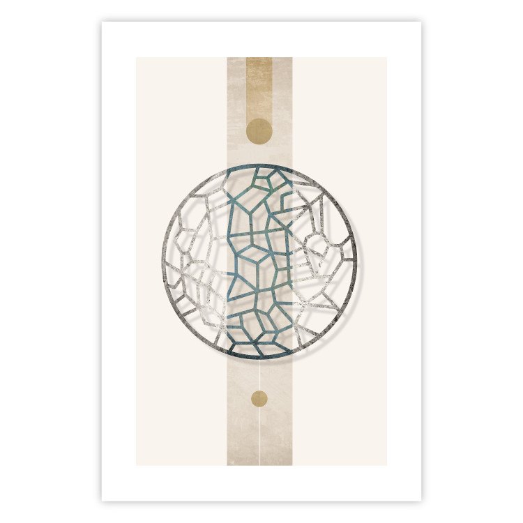 Wall Poster Network of Events - geometric abstraction with an openwork circle on a beige background 117907 additionalImage 21