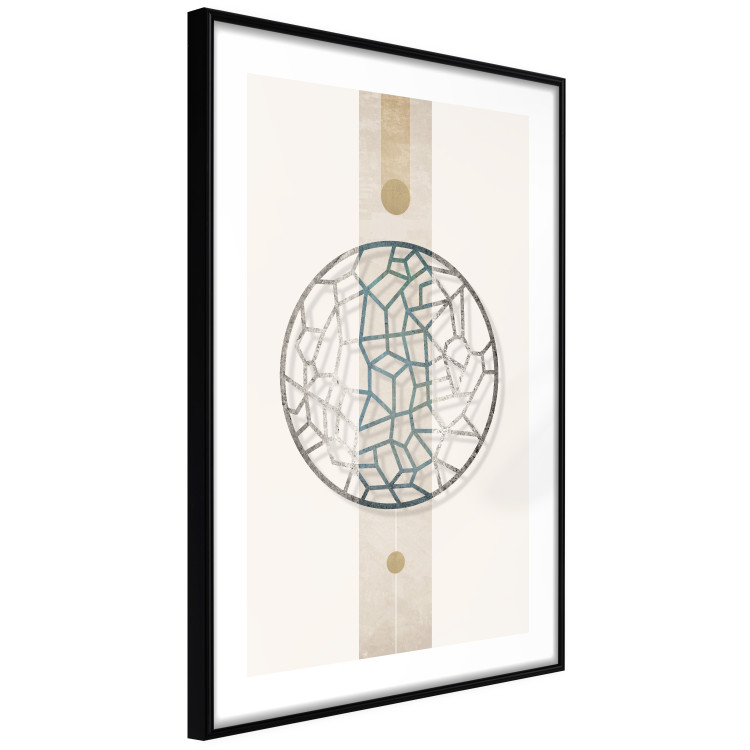 Wall Poster Network of Events - geometric abstraction with an openwork circle on a beige background 117907 additionalImage 13