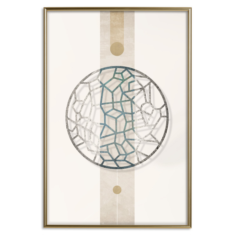 Wall Poster Network of Events - geometric abstraction with an openwork circle on a beige background 117907 additionalImage 17