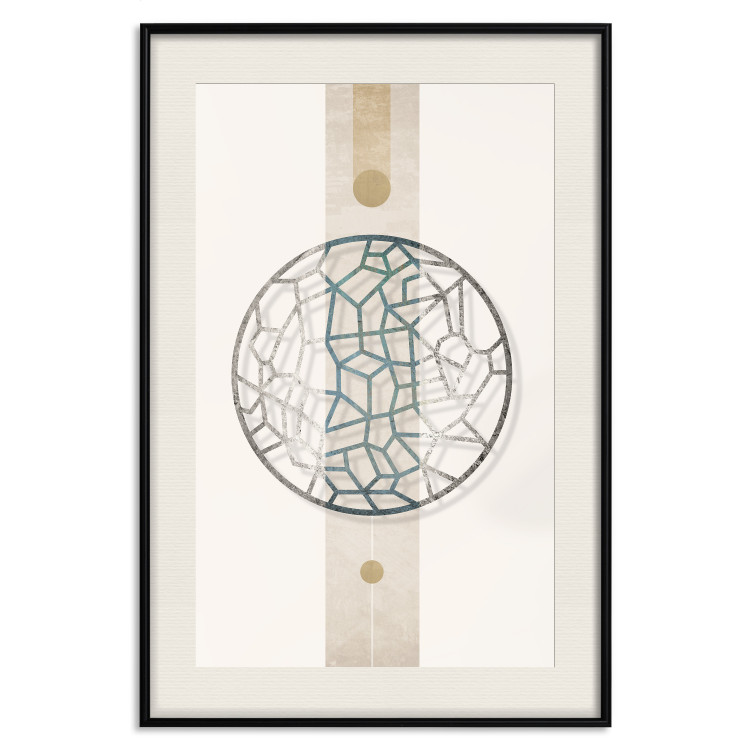 Wall Poster Network of Events - geometric abstraction with an openwork circle on a beige background 117907 additionalImage 19