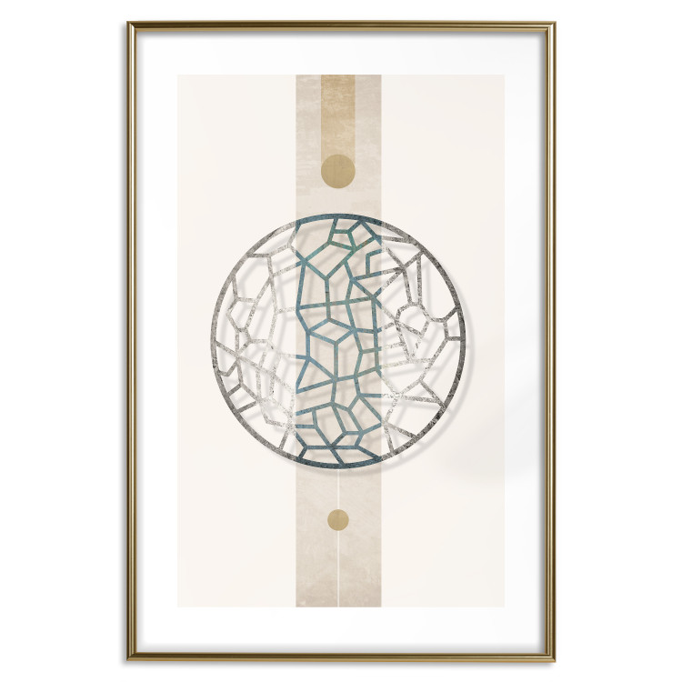Wall Poster Network of Events - geometric abstraction with an openwork circle on a beige background 117907 additionalImage 16