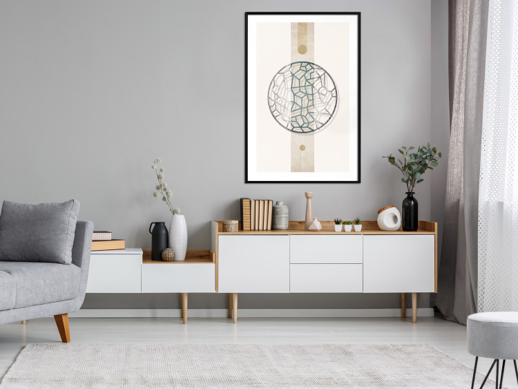 Wall Poster Network of Events - geometric abstraction with an openwork circle on a beige background 117907 additionalImage 6
