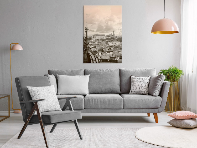 Canvas Print The Royal Castle - Krakow's panorama of the historic city in sepia 118107 additionalImage 3