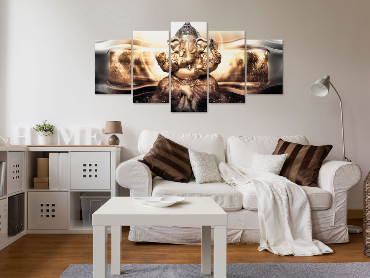 Canvas Print Buddha Style (5 Parts) Golden Wide 118207 additionalImage 3
