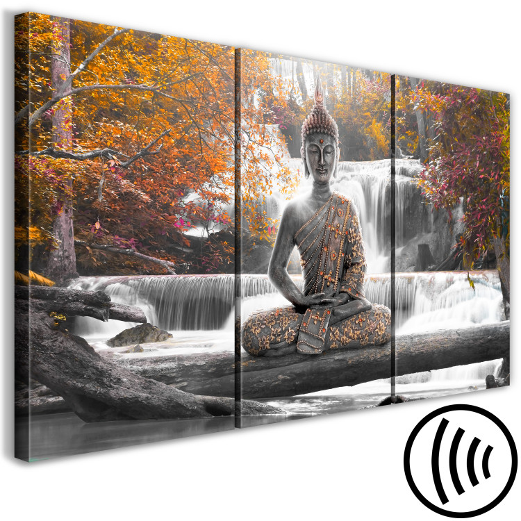 Canvas Art Print Buddha and Waterfall (3 Parts) Orange 122207 additionalImage 6