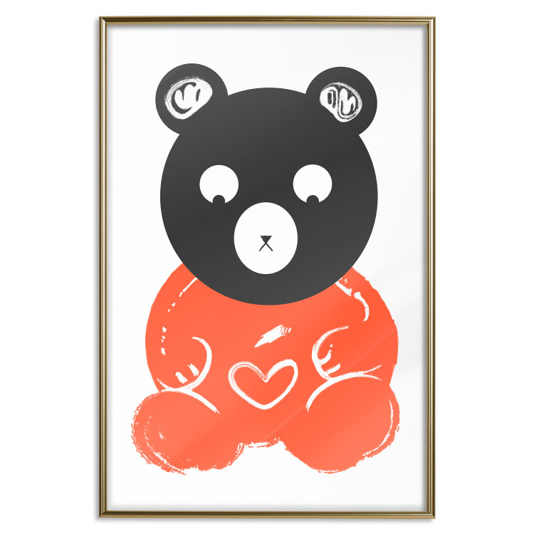Poster Thoughtful Bear - orange animal with a gray head on a white background 122907 additionalImage 20