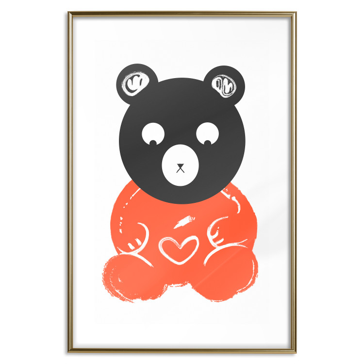Poster Thoughtful Bear - orange animal with a gray head on a white background 122907 additionalImage 16