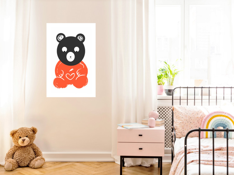 Poster Thoughtful Bear - orange animal with a gray head on a white background 122907 additionalImage 4