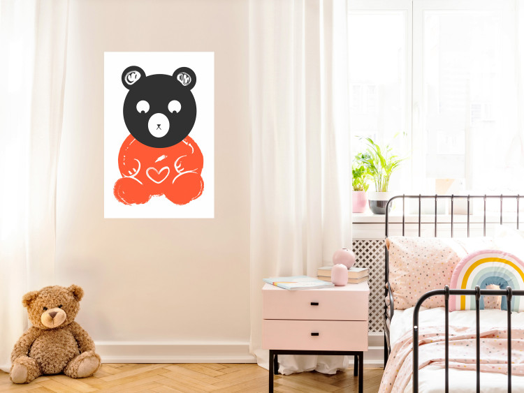 Poster Thoughtful Bear - orange animal with a gray head on a white background 122907 additionalImage 23