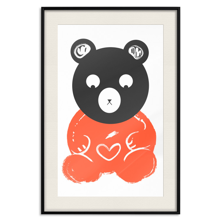 Poster Thoughtful Bear - orange animal with a gray head on a white background 122907 additionalImage 18