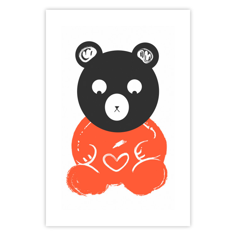 Poster Thoughtful Bear - orange animal with a gray head on a white background 122907 additionalImage 25