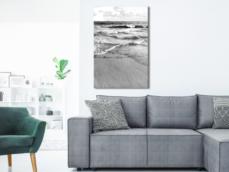 Canvas Print Waves of the Baltic Sea - black and white photo of rough sea and waves 123807 additionalImage 3