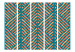Folding Screen Ethnic Composition II (5-piece) - striped pattern in shades of beige 124107 additionalThumb 3