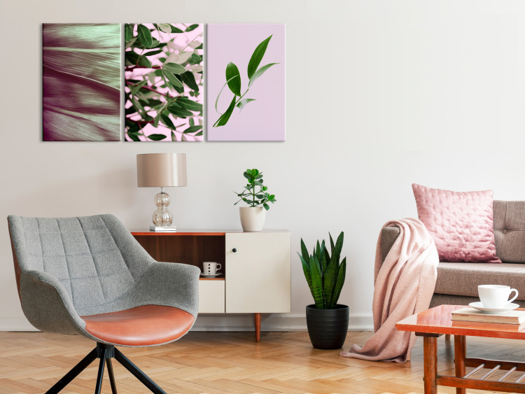 Canvas Print Leaves triptych - a composition consisting of various types of leaves 124407 additionalImage 3