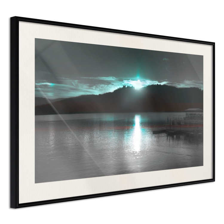Wall Poster January Night - lake landscape with blue moon in the sky 124507 additionalImage 3