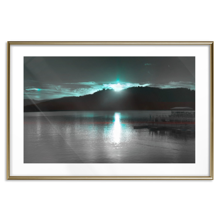 Wall Poster January Night - lake landscape with blue moon in the sky 124507 additionalImage 20