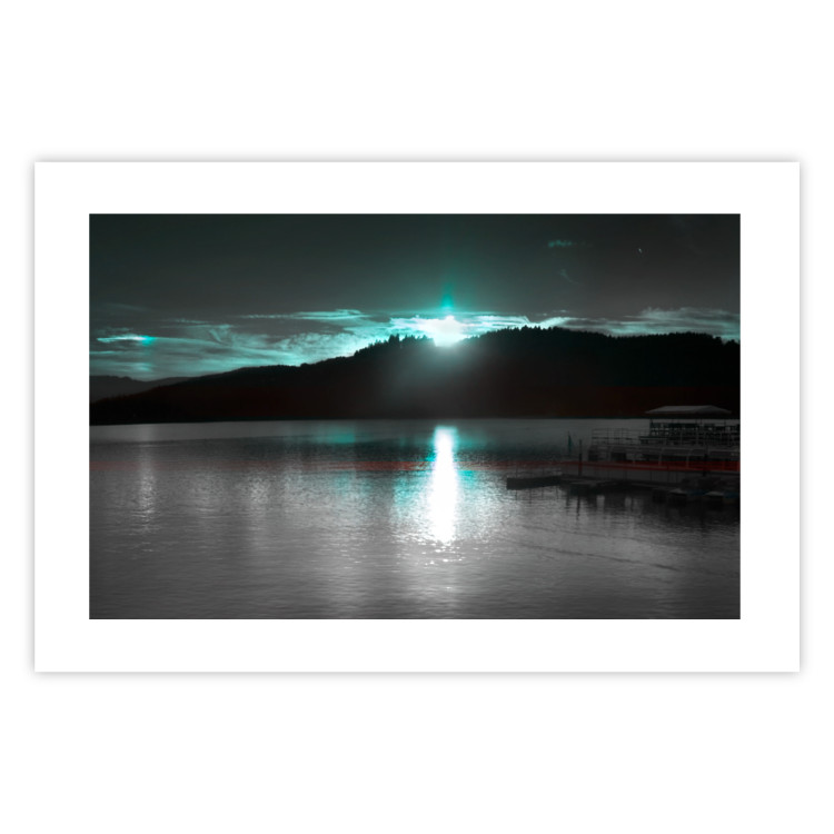 Wall Poster January Night - lake landscape with blue moon in the sky 124507 additionalImage 16