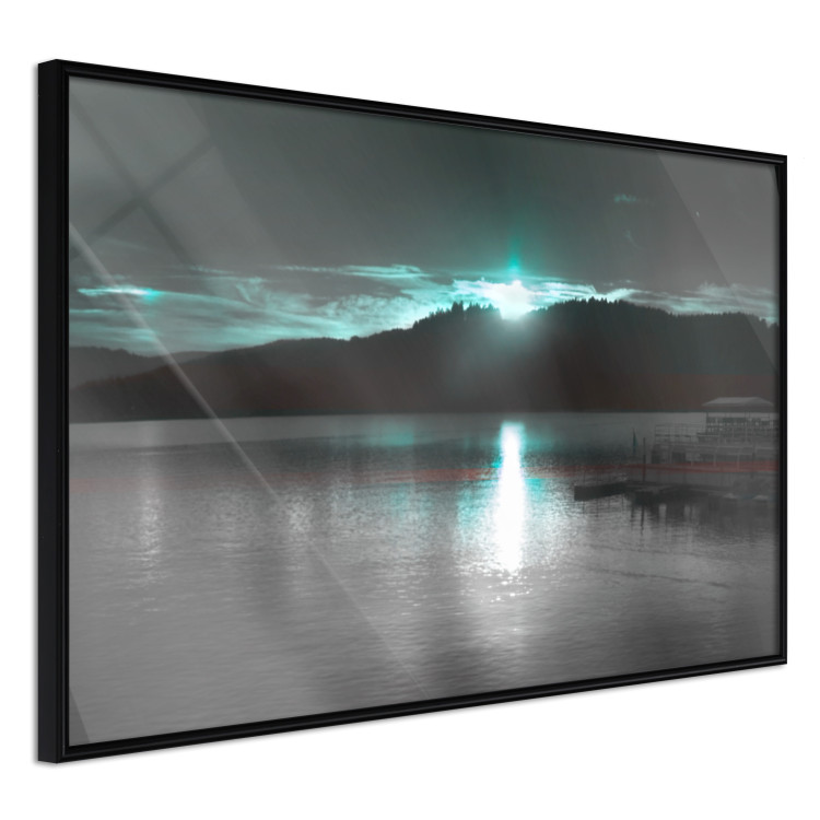 Wall Poster January Night - lake landscape with blue moon in the sky 124507 additionalImage 10