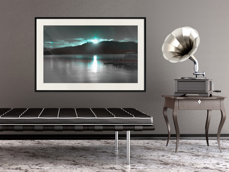 Wall Poster January Night - lake landscape with blue moon in the sky 124507 additionalImage 22