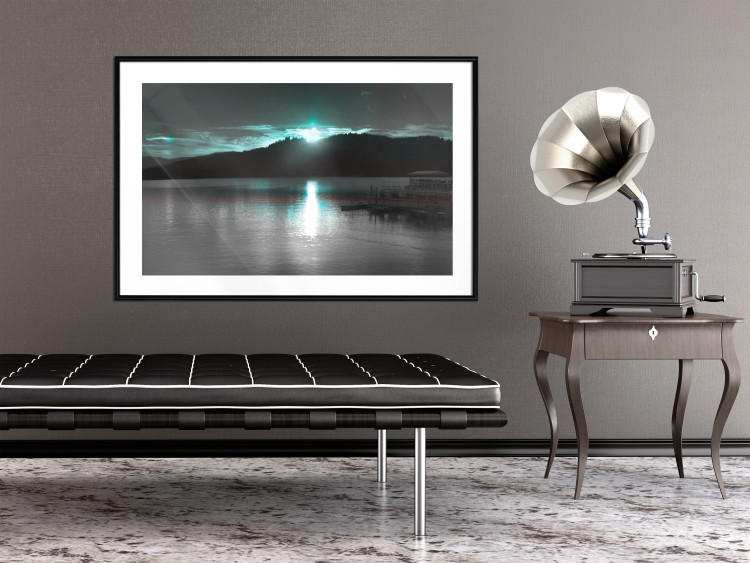 Wall Poster January Night - lake landscape with blue moon in the sky 124507 additionalImage 6