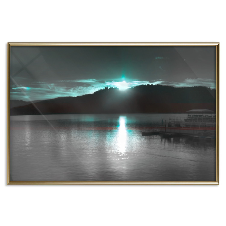 Wall Poster January Night - lake landscape with blue moon in the sky 124507 additionalImage 19