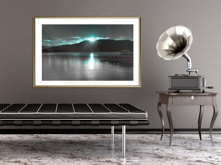 Wall Poster January Night - lake landscape with blue moon in the sky 124507 additionalImage 15