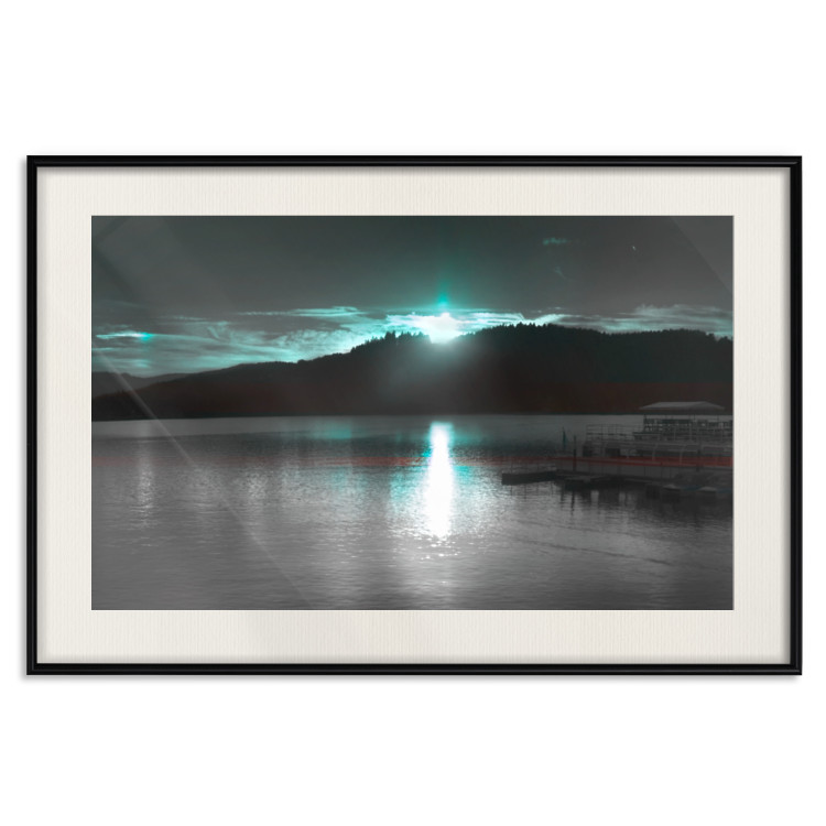 Wall Poster January Night - lake landscape with blue moon in the sky 124507 additionalImage 27