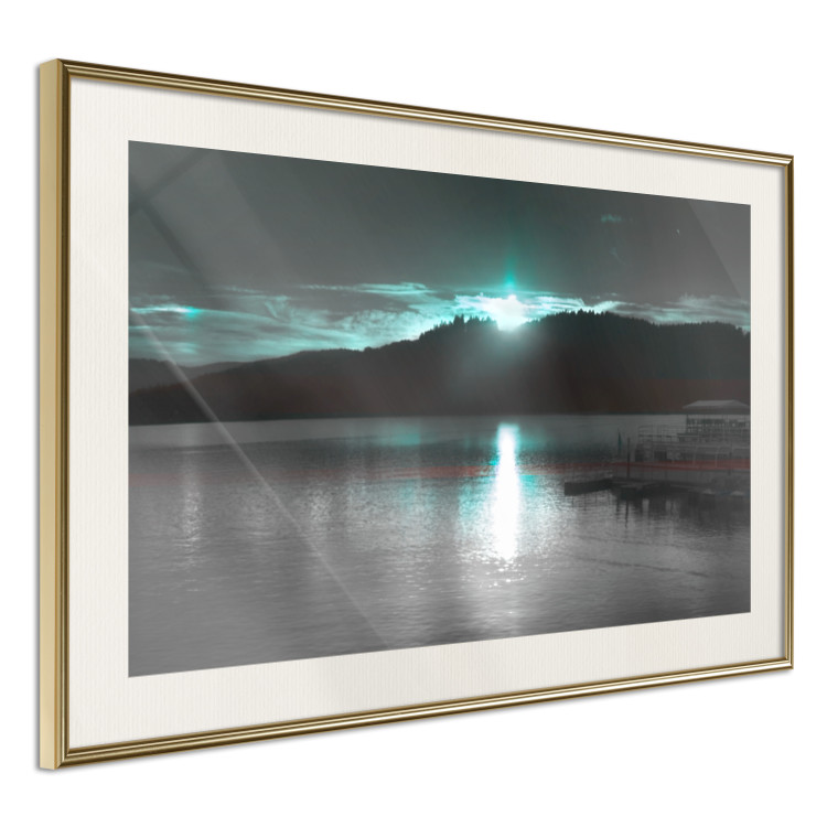 Wall Poster January Night - lake landscape with blue moon in the sky 124507 additionalImage 2
