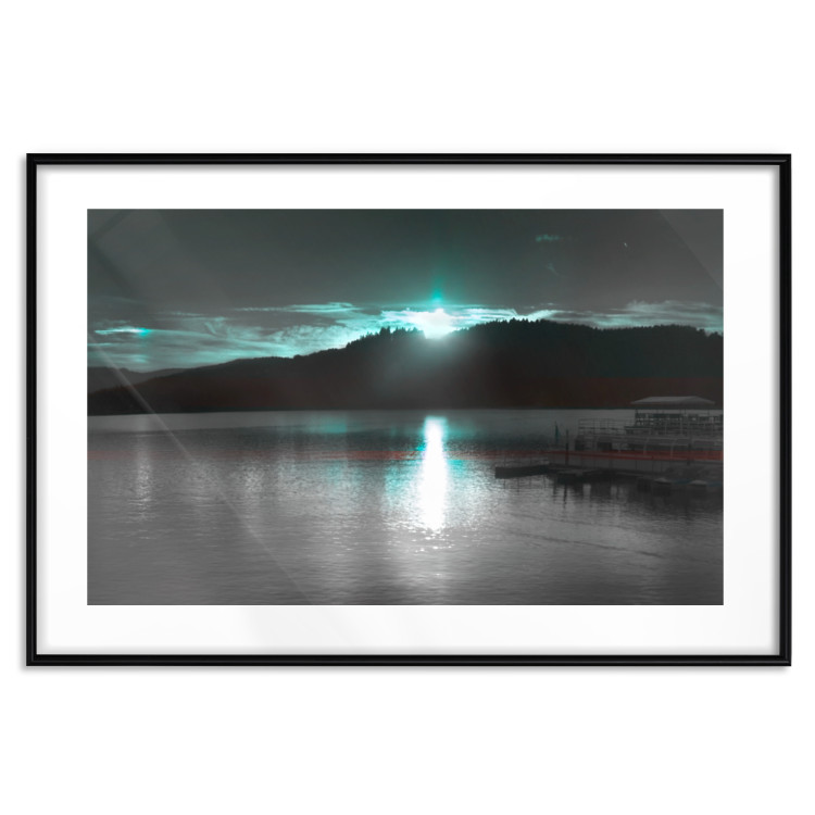 Wall Poster January Night - lake landscape with blue moon in the sky 124507 additionalImage 25