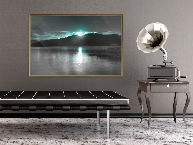 Wall Poster January Night - lake landscape with blue moon in the sky 124507 additionalImage 5