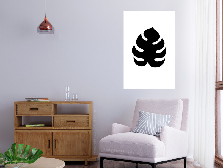 Wall Poster Black Monstera - black tropical leaf on a contrasting white background 125107 additionalImage 4