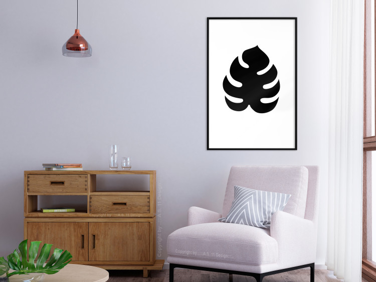 Wall Poster Black Monstera - black tropical leaf on a contrasting white background 125107 additionalImage 4