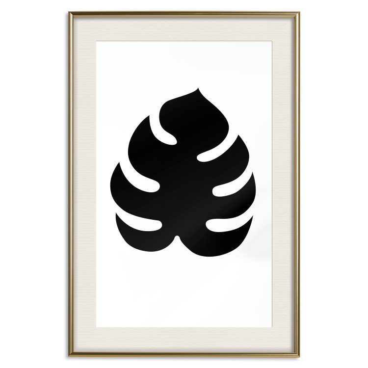 Wall Poster Black Monstera - black tropical leaf on a contrasting white background 125107 additionalImage 19
