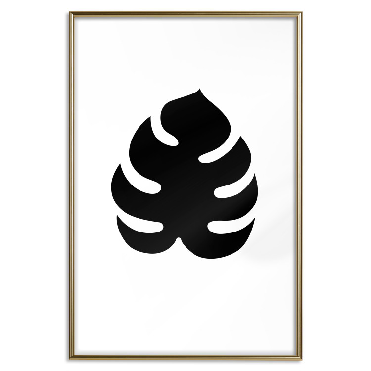 Wall Poster Black Monstera - black tropical leaf on a contrasting white background 125107 additionalImage 16