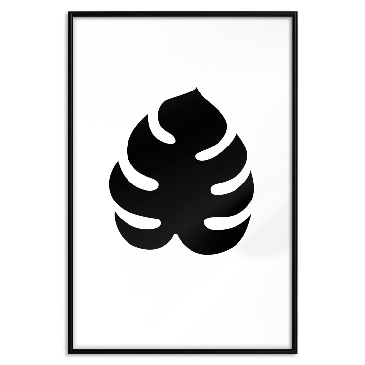 Wall Poster Black Monstera - black tropical leaf on a contrasting white background 125107 additionalImage 15