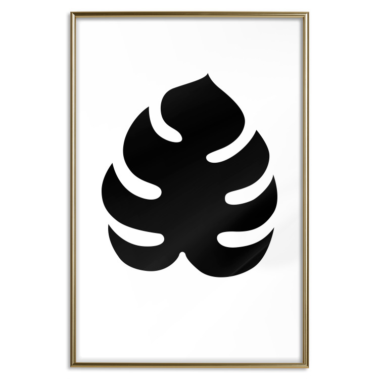 Wall Poster Black Monstera - black tropical leaf on a contrasting white background 125107 additionalImage 20