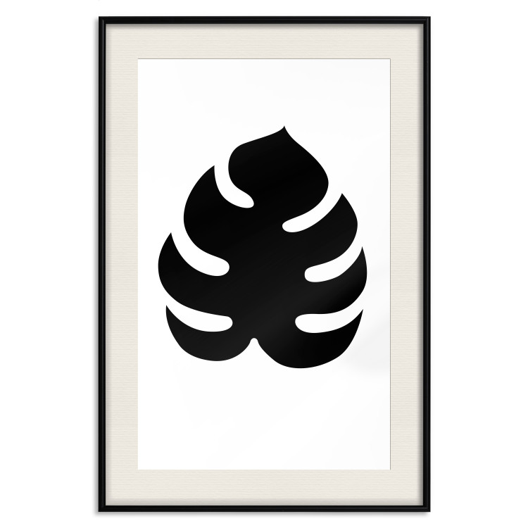 Wall Poster Black Monstera - black tropical leaf on a contrasting white background 125107 additionalImage 18