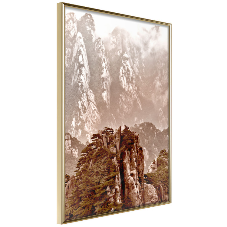 Wall Poster Monolith - mountain landscape with small plant details in sepia tone 127907 additionalImage 12