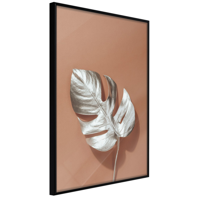 Wall Poster Sunny Keepsake - silver monstera leaf on a uniform light background 129507 additionalImage 3
