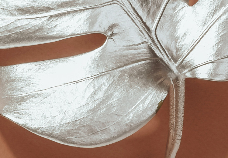Wall Poster Sunny Keepsake - silver monstera leaf on a uniform light background 129507 additionalImage 6
