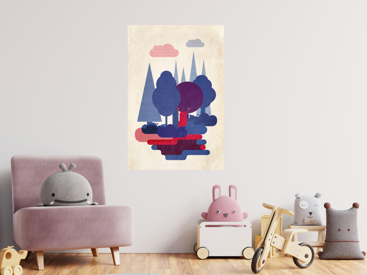 Wall Poster Forest Dwellers - abstract colorful forest with figures and a funny character 129907 additionalImage 11
