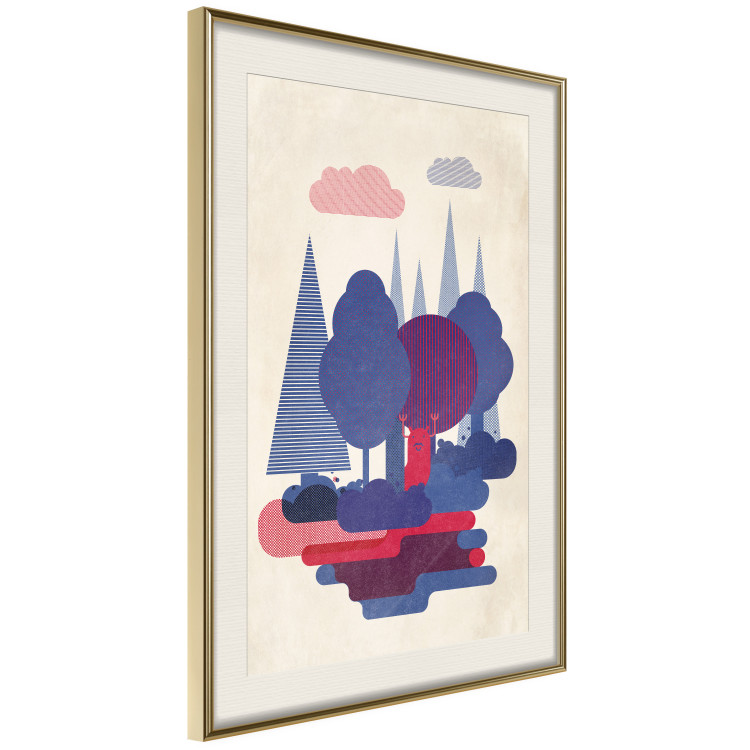 Wall Poster Forest Dwellers - abstract colorful forest with figures and a funny character 129907 additionalImage 4