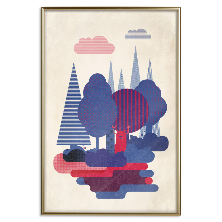 Wall Poster Forest Dwellers - abstract colorful forest with figures and a funny character 129907 additionalImage 17